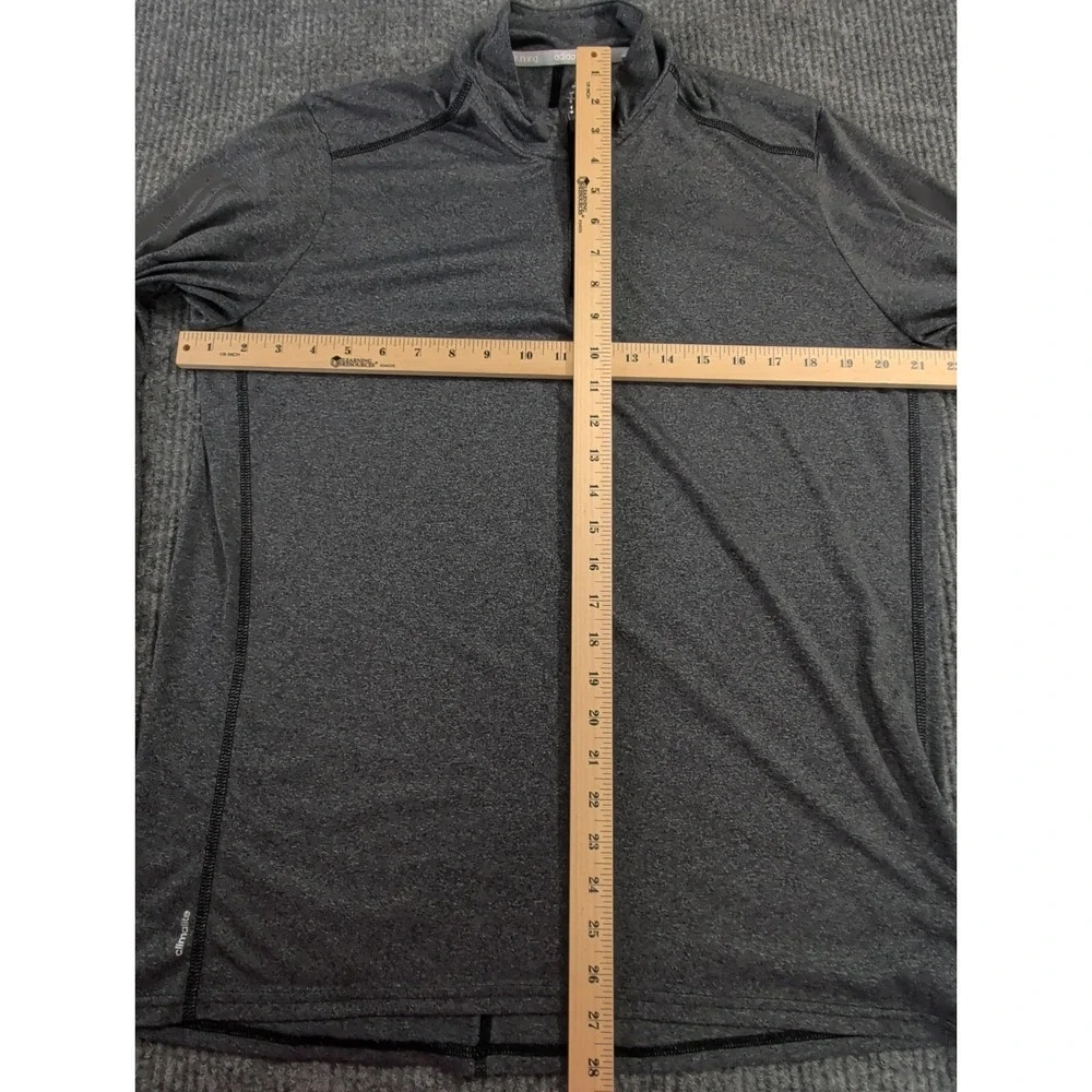 Adidas Running Mens L Gray Climalite 1/4 Zip Long Sleeve Reflective Shirt